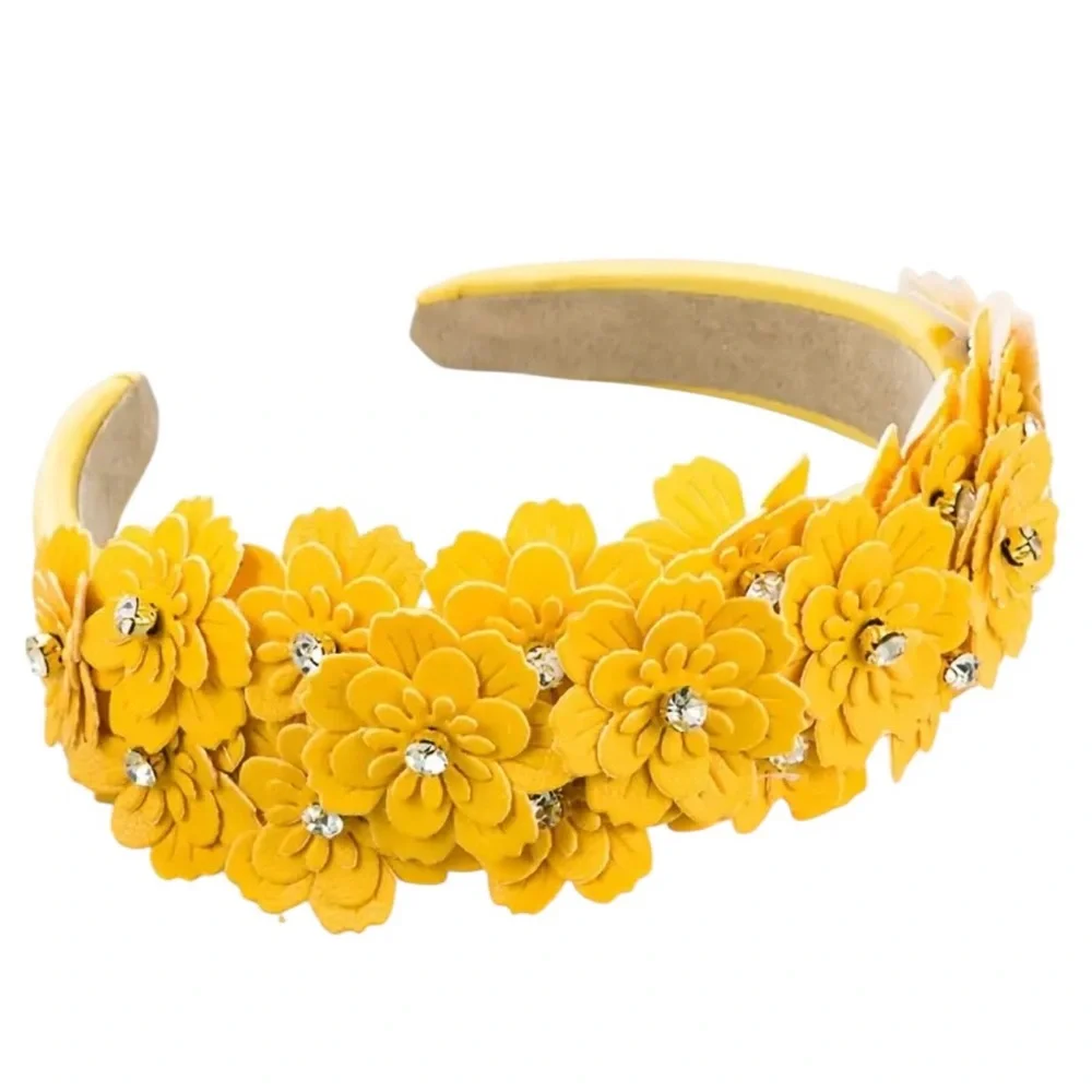 Yellow Floral Rhinestone Headband